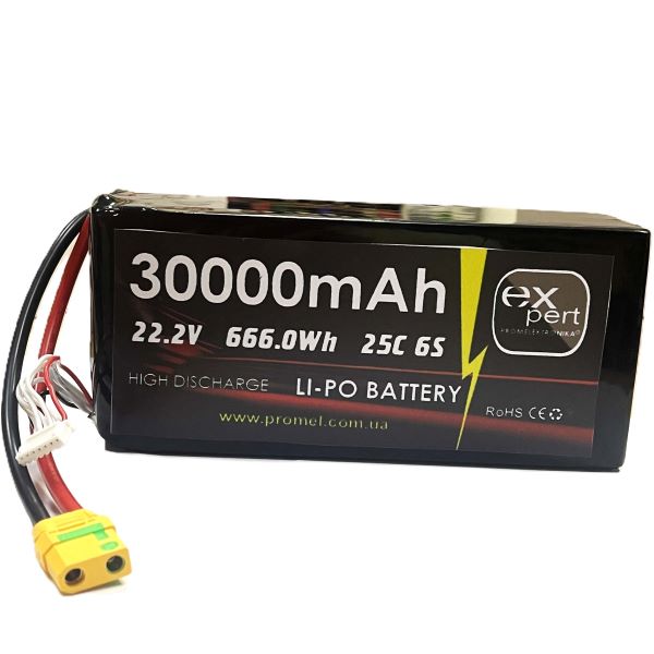 Акумулятор для FPV дронів - АКБ 6S 22,2v 30000mAh 25C XT-90S, Uitra-High-Power Battery soft case, black
